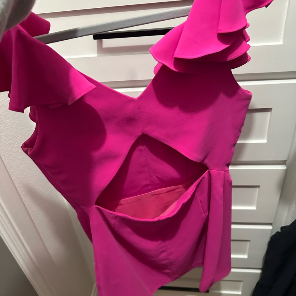 Hot Pink Ruffle Sleeve Dress - Picture 3 of 3